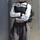 Long sleeved short jacket jacket motorcycle letter printing long sleeve short jacket jacket