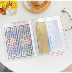 Long Strip Sticker Storage Book, Sticker Roll, Pocket-Type Loose-Leaf Sticker, Card, Receipt, Invoice, Memo Collection Album, Photo Album