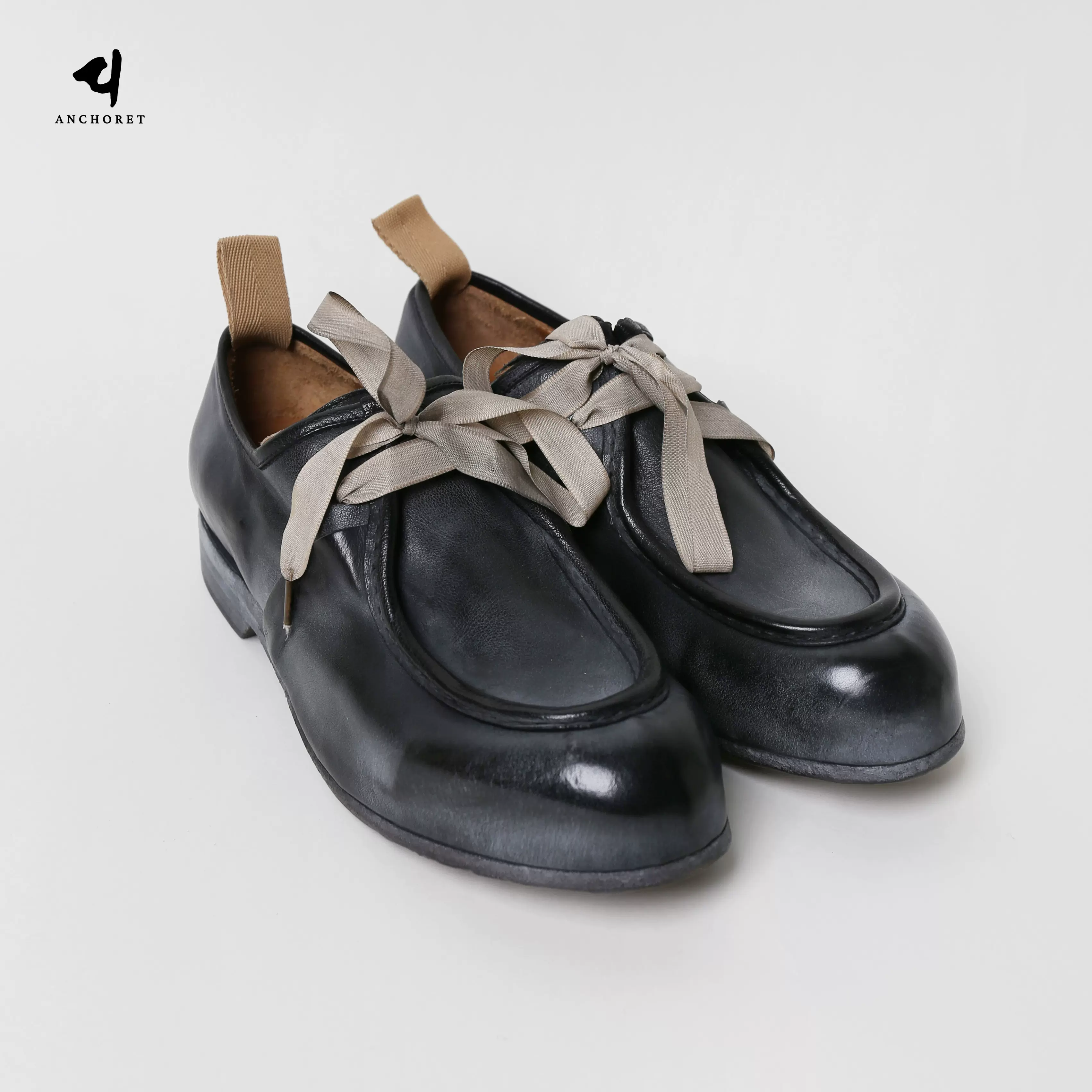 ZIGGY CHEN丨MOCCASIN 黑色做旧系带德比鞋丨ANCHORET买手店