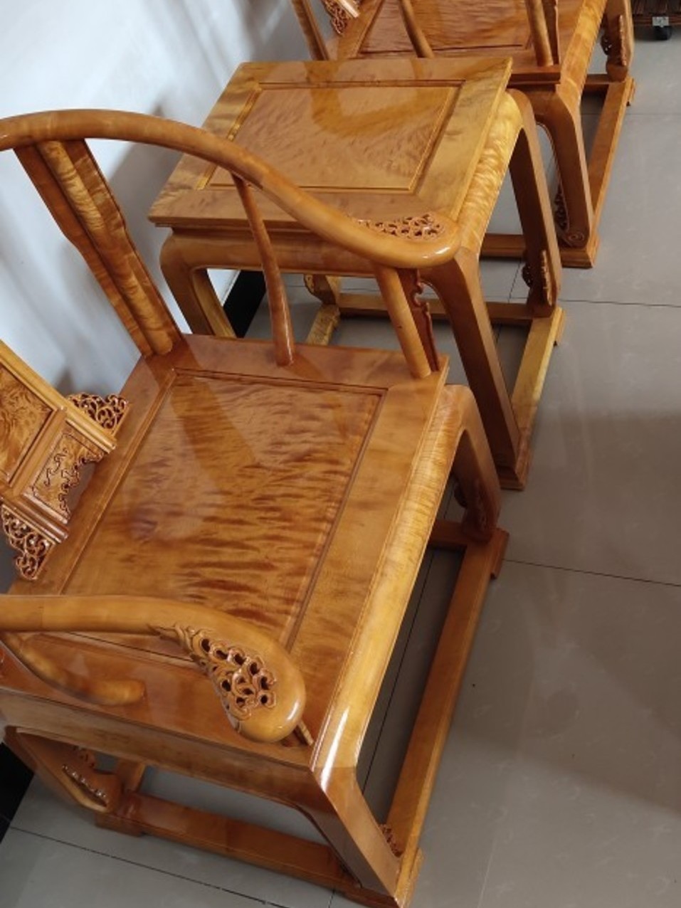 金丝楠皇宫椅三件套新中式实木客厅椅