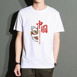 Short-Sleeved T-Shirt, Thin Half-Sleeve, Printed Trendy Brand, White Summer Chinese Style, National Trend Clothing, Men's Quick-Drying Youth T-Shirt