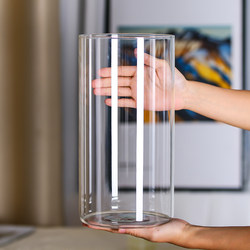 Internet Celebrity Transparent Glass Vase Decoration Living Room Flower Arrangement Horse Drunken Wood Rich Bamboo Special Accessible Luxury Glass Cylinder Bottle