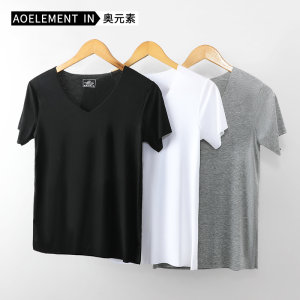 Model tight half -sleeved shirt, thin solid color men's non -trace short -sleeved T -shirt big V -neck bottom shirt slim underwear