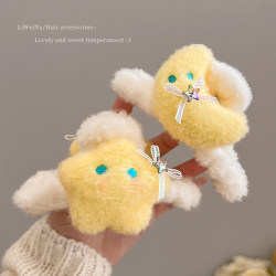 Cute Plush Star and Moon Hair Clips for Women, Autumn and Winter Back-Of-Head Hair Clips, Shark Clips, Hairpins, Children's Hair Accessories