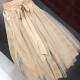 Silk velvet spliced ​​mesh, retro fairy beauty! Elastic waist strap A-line mid-length puffy skirt for women