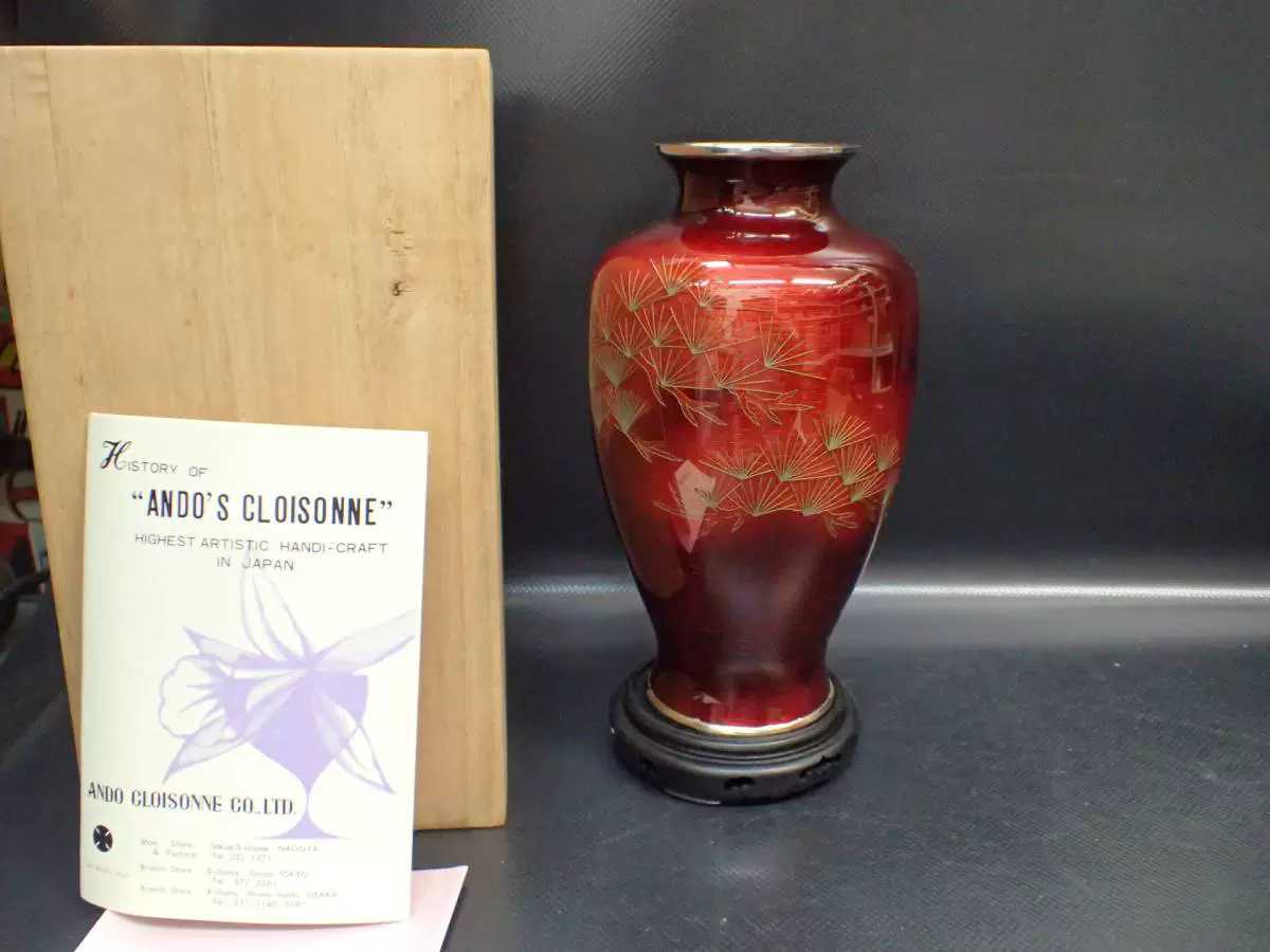 安藤七宝 花瓶 琴》古美術品 安藤七宝花瓶 AT191