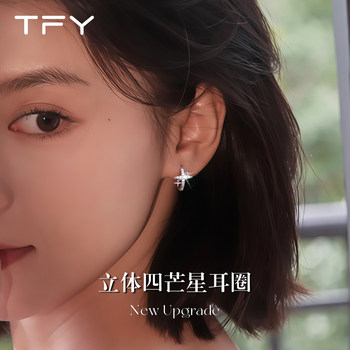 Huge good-looking four-pointed star zircon earrings for women 2025 new popular style high-end light luxury niche design earrings