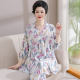 Middle-aged and elderly mothers cotton silk pajamas for women 2025 new summer cardigan for outdoor wear home clothes large size suit thin