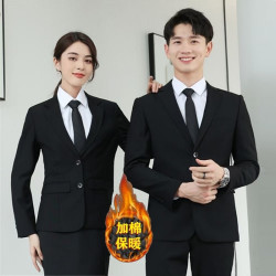 Fall and winter Fleece-lined thickened Suit Outwear Men's Professional Suit Men's and Women's Work Clothes Business High-end Suit parka