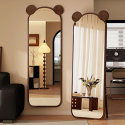 Trendy Bear-Shaped Full-Length Mirror for Home Use, Floor-Standing Mirror, Wall-Mountable Dressing Mirror for Clothing Stores, Girls' Bedroom Fitting Mirror