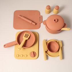 Baby Food-Grade Silicone Pretend Play Kitchen Toys, Children's Realistic Cooking Toys, Drop-Resistant, Boilable and Sterilizable