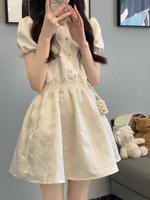 Fairy skirt medium length French retro waist slim  4201 main image 0