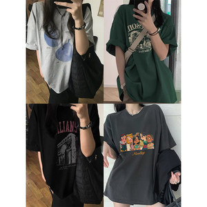 
LTGIRL large size new summer versatile casual short-sleeved four-color cartoon print super comfortable loose nice T-shirt