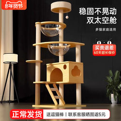 Cat Climbing Frame, Cat House, Cat Tree, All-In-One Solid Wood Space Capsule for Home Use, Small Apartment, Space-Saving Shelf, Cat Toys and Supplies