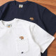 Japanese cute sloth loose shoulder embroidered pocket for men and women middle-sex couple pure cotton round neck short-sleeved T-shirt gj2023