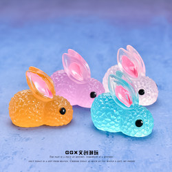 Simulated Mini Luminous Bunny DIY Handmade Accessories Cute Little Animal Doll Micro Landscape Decoration Small Gift