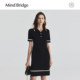 Mind Bridge Summer Elegant Short Sleeve Contrast Skirt Women's Slim Knitted Short Skirt Polo Collar Dress