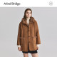 Mind Bridge winter mid -length jacket 2024 new imitation lamb hairs hooded lady thickened jacket