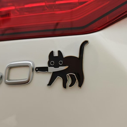 Car Metal Sticker Cartoon Knife Cat Car Sticker Japanese Style ins Black Cat Animal 3D Car Body Decoration
