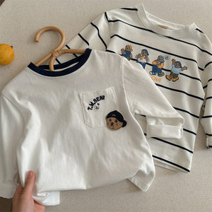 
Children's long-sleeved T-shirt 2025 autumn boys Japanese cartoon bear T baby children's cotton bottoming shirt children