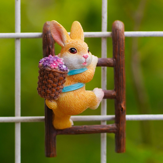 Rabbit climbing ladder pot pendant cute fish tank landscaping pendant balcony garden potted micro -landscape decoration small decoration
