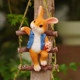 Cute rabbit climbing ladder wall hanging outdoor garden garden tree hanging balcony pipe flower pot hanging kindergarten decoration ornament
