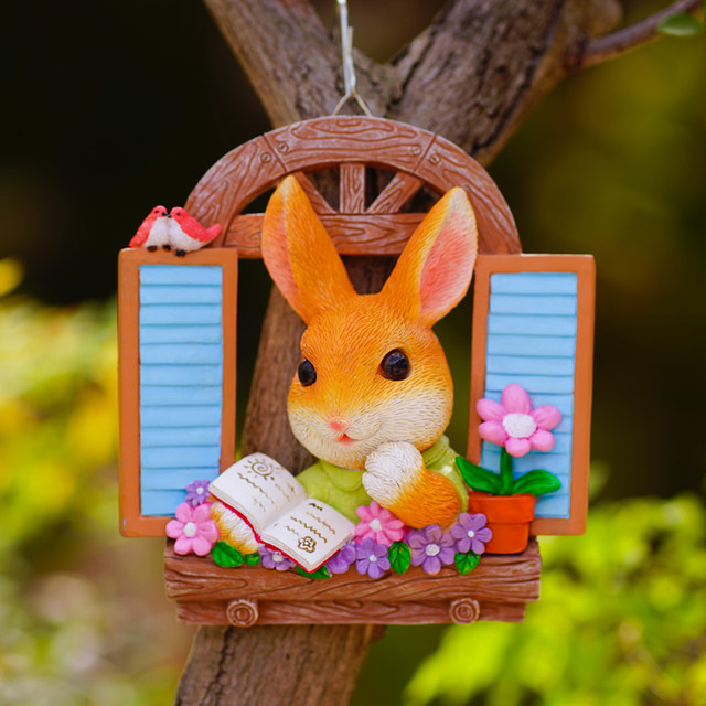 Windowsille rabbit cute tree hanging kindergarten wall hanging garden balcony decoration wall decoration hanging ornament decoration ornament