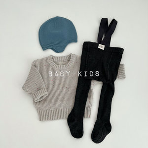 
2025 spring Spanish style baby solid color round neck pullover sweater for boys and girls for infants and young children simple western style knitted sweater