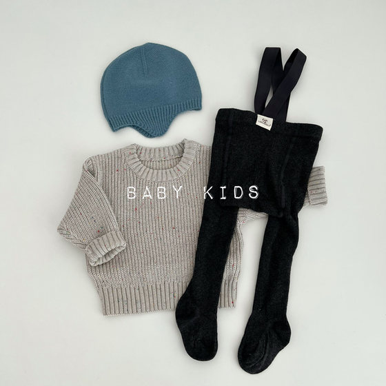 
2025 spring Spanish style baby solid color round neck pullover sweater for boys and girls for infants and young children simple western style knitted sweater