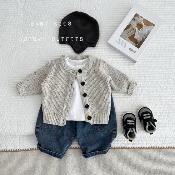 
Spring and Autumn Men and Women's Knitted Wool Jackets Infant and Children's Autumn Clothes Outdoor Simple Fashion Sweater Cardigan