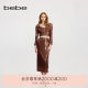 bebe winter series women's slim sequin brown midi pencil skirt skirt 420005