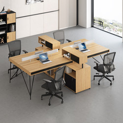 Four-Person Office Desk, Staff Desk, Industrial Style, Simple and Modern Office Booth, Suitable for Four-Person Workstations