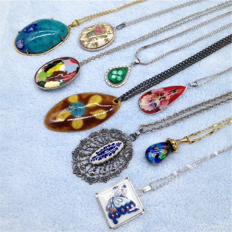 日本中古名古屋淘回九谷烧清水烧陶瓷花型水滴吊坠镂空花