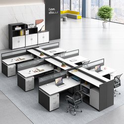 Staff Desk White Office Desk and Chair Combination Deck Screen Office Staff Station 6-Person Desk Simple and Modern