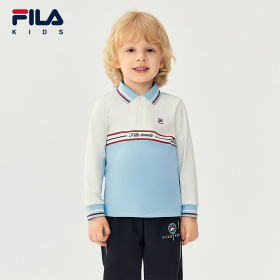 
FILA children's T-shirt long-sleeved 2025 winter new children's clothing boys POLO collar college style tops