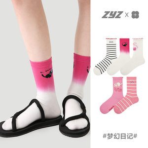 Renaissance original women's socks spring embroidery letter middle socks and butterfly ligament dyeing gift boxes without bone socks children
