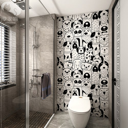 Black and White Cartoon Puppy Pattern Tiles Bathroom Tiles Bathroom Toilet Background Wall Kitchen Balcony Art Wall Tiles
