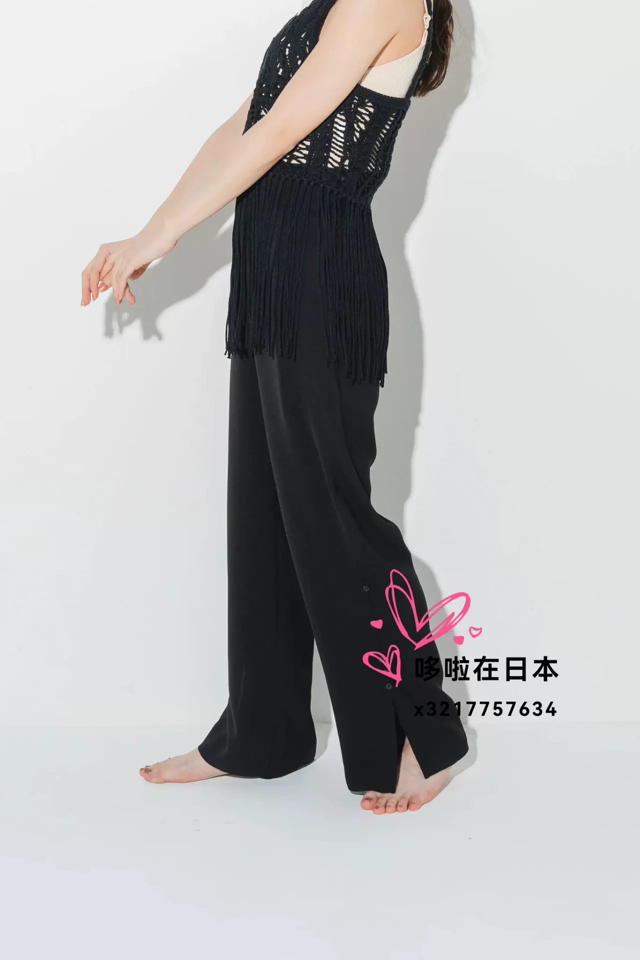 日本代購拼郵包稅eaphi休閒褲asymmetry wrap belt pants-Taobao