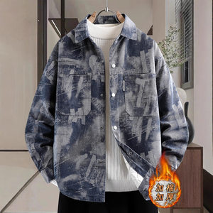
German retro denim jacket for boys winter new student cotton thickened loose jacket youth men's fashion trend