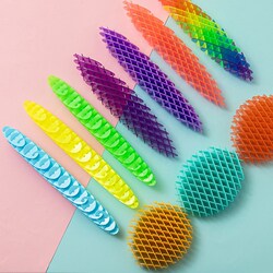 Morph Worm Fidget Toy Elastic Mesh Student Learning Stress Relief Toy 3D Deformation Gradient Color
