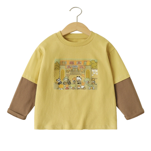 
Right European children's long-sleeved T-shirt fake two-piece autumn new children's clothing girls autumn clothing baby boys bottoming shirt tops