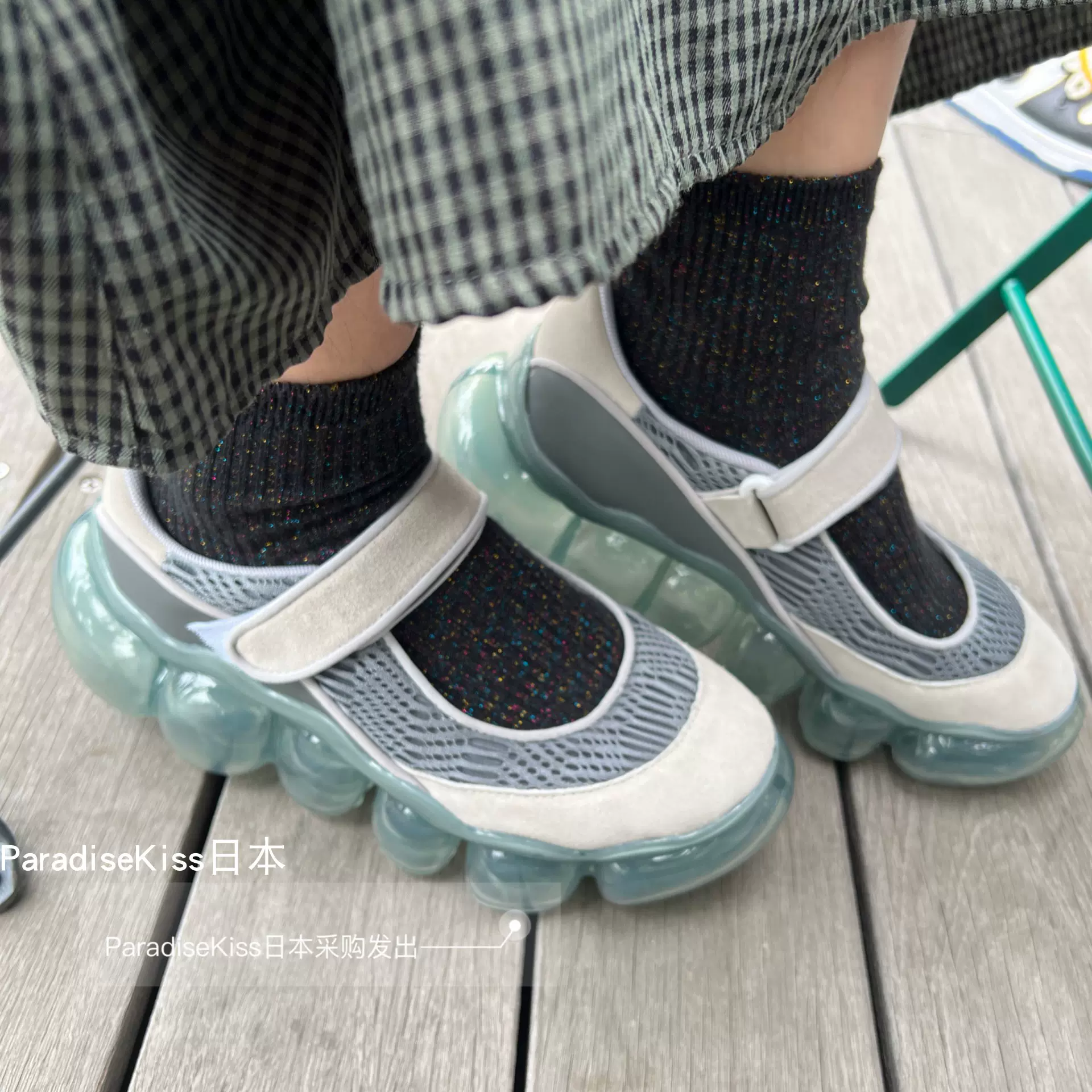 日本包邮grounds JEWELRY COCOON 玛丽珍厚底休闲魔术贴气泡鞋-Taobao