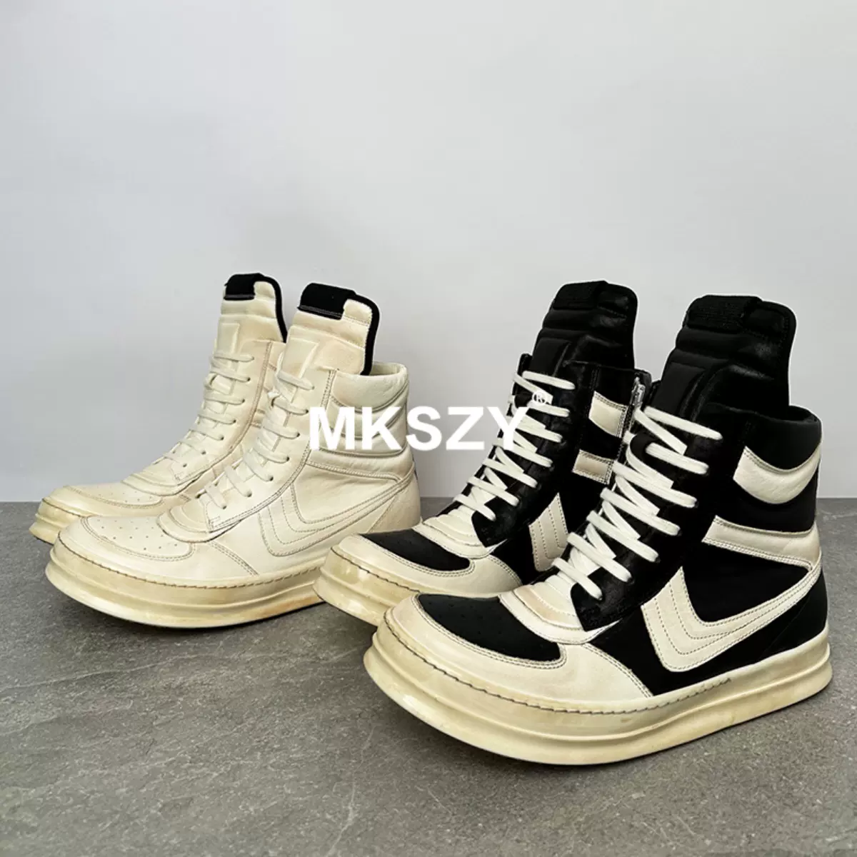 MKSZY 自主RO大钩子Dunk白色高帮板鞋黑白色男鞋元年版运动鞋子-Taobao