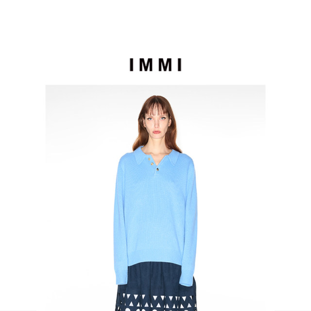 New autumn knitted full cashmere POLO neck long-sleeved sweater MWDFWKKN0676X