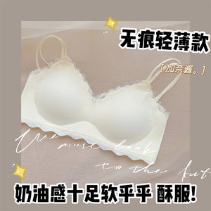 Rice tofu thin, traceless underwear for women, small breasts gathered to show breasts, small anti-sagging girl bra set summer