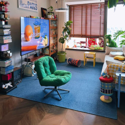 Bauhaus Retro Blue Carpet for Living Room, Home Use, Full Floor Mat, Office Commercial Use, Photography Studio Photo Background Carpet