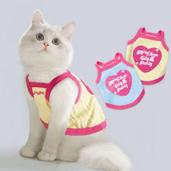 Cat Clothes for Spring, Autumn, and Summer, Anti-Shedding, Thin Camisole, Pure Cotton, Pet Clothing for Devon Rex, Blue Hairless Cats, Ragdoll, and Small Dogs