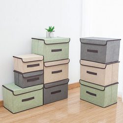 Fabric Foldable Storage Box with Lid, Non-Woven Dust-Proof Storage Box, Linen Cotton Underwear Storage Box, Clothing Storage Box