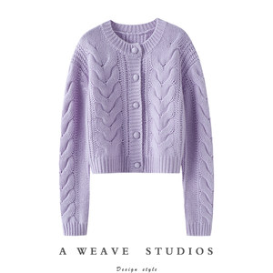 
Because of the beauty~Heavy thickening 100% pure cashmere cardigan women's round neck cashmere sweater loose short style