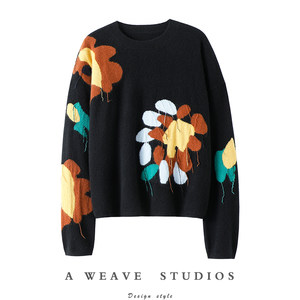 
So beautiful! Round neck 100% pure cashmere sweater for women loose pure cashmere sweater knitted sweater autumn and winter new style